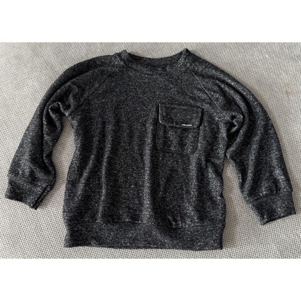 Volcom 2T Toddler Knit Pullover Sweater Gray Black Crewneck Pocket Boys
